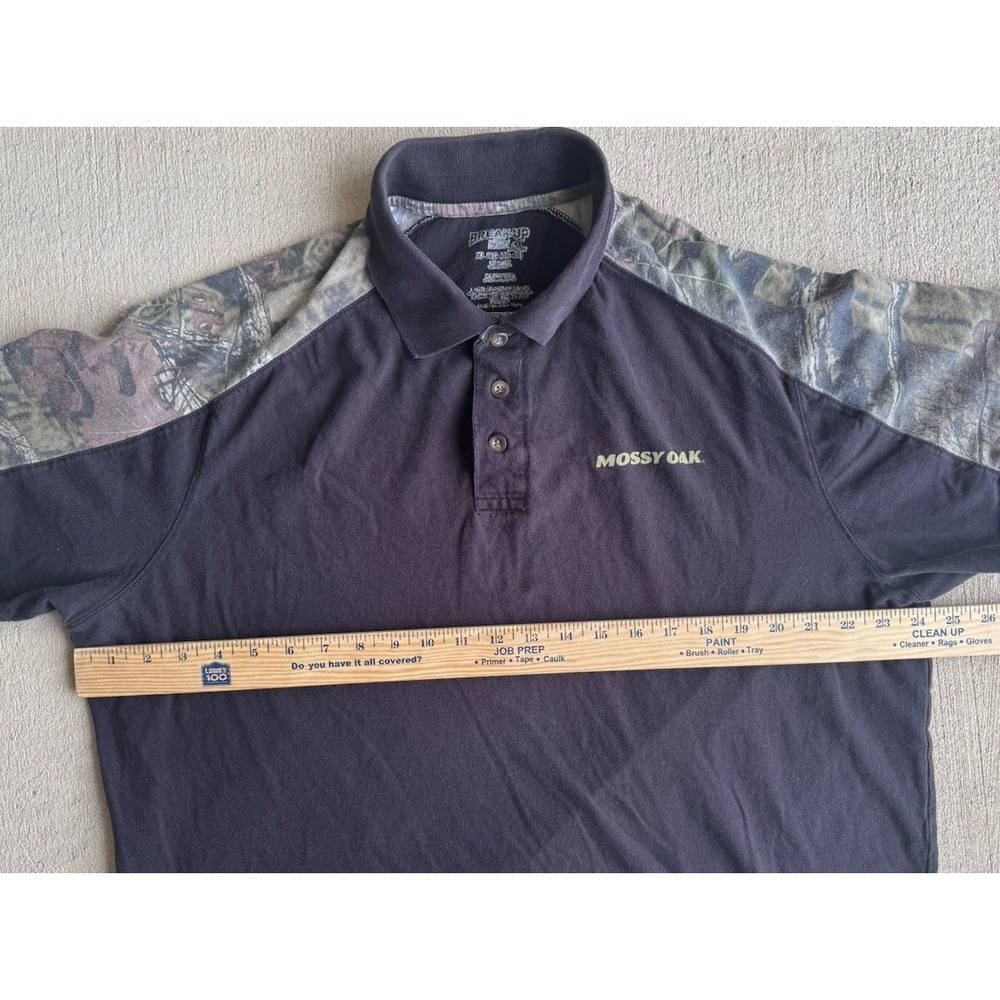 Mossy Oak Shirt Mens Extra Large Break Up Polo Black Camo Short Sleeve Hunting - Picture 5 of 10